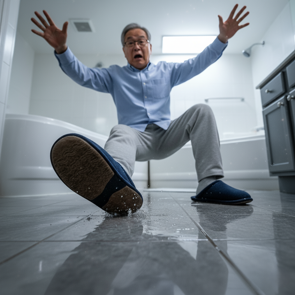 Slipper Sliding on a Tile Floor