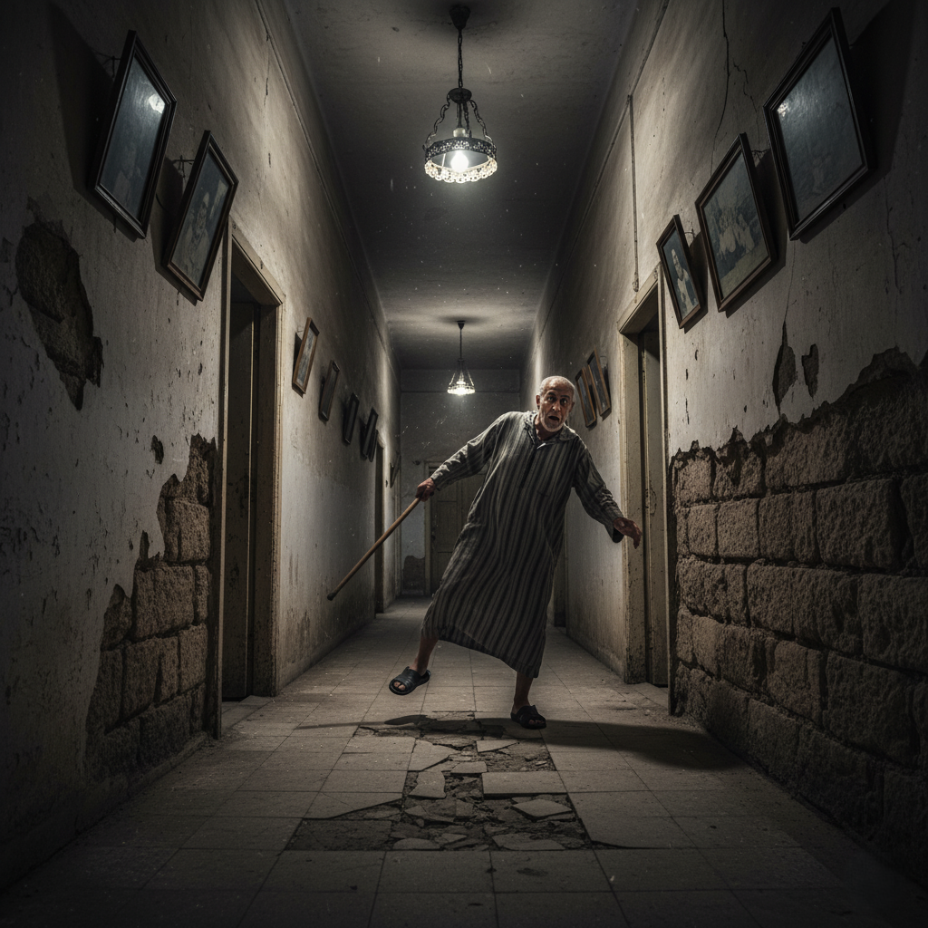 صورة توضح مخاطر السقوط، في بيئات نموذجية للمنازل المصرية القديمة.